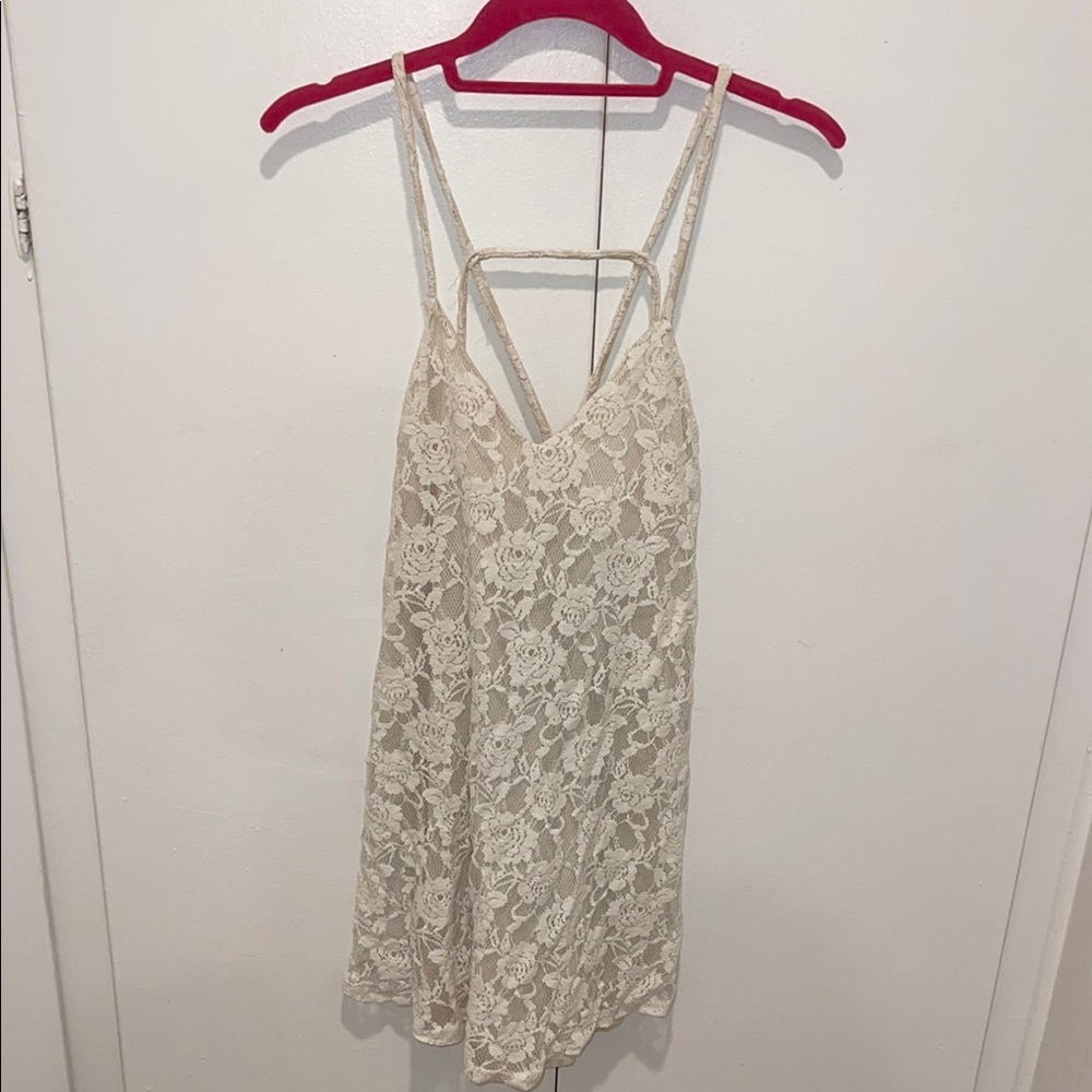 Cream Lace Strappy Dress